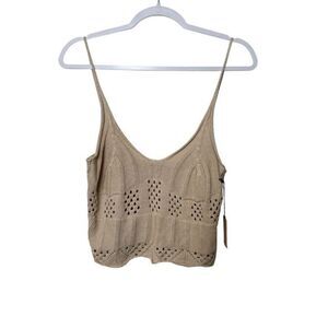 Revolve Superdown Effie Crochet Top Women S Nude Sleeveless Lightweight Boho NWT